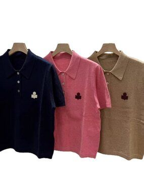Isabel Marant Knit Polo Shirt | Logo Embroidered Short Sleeve Top